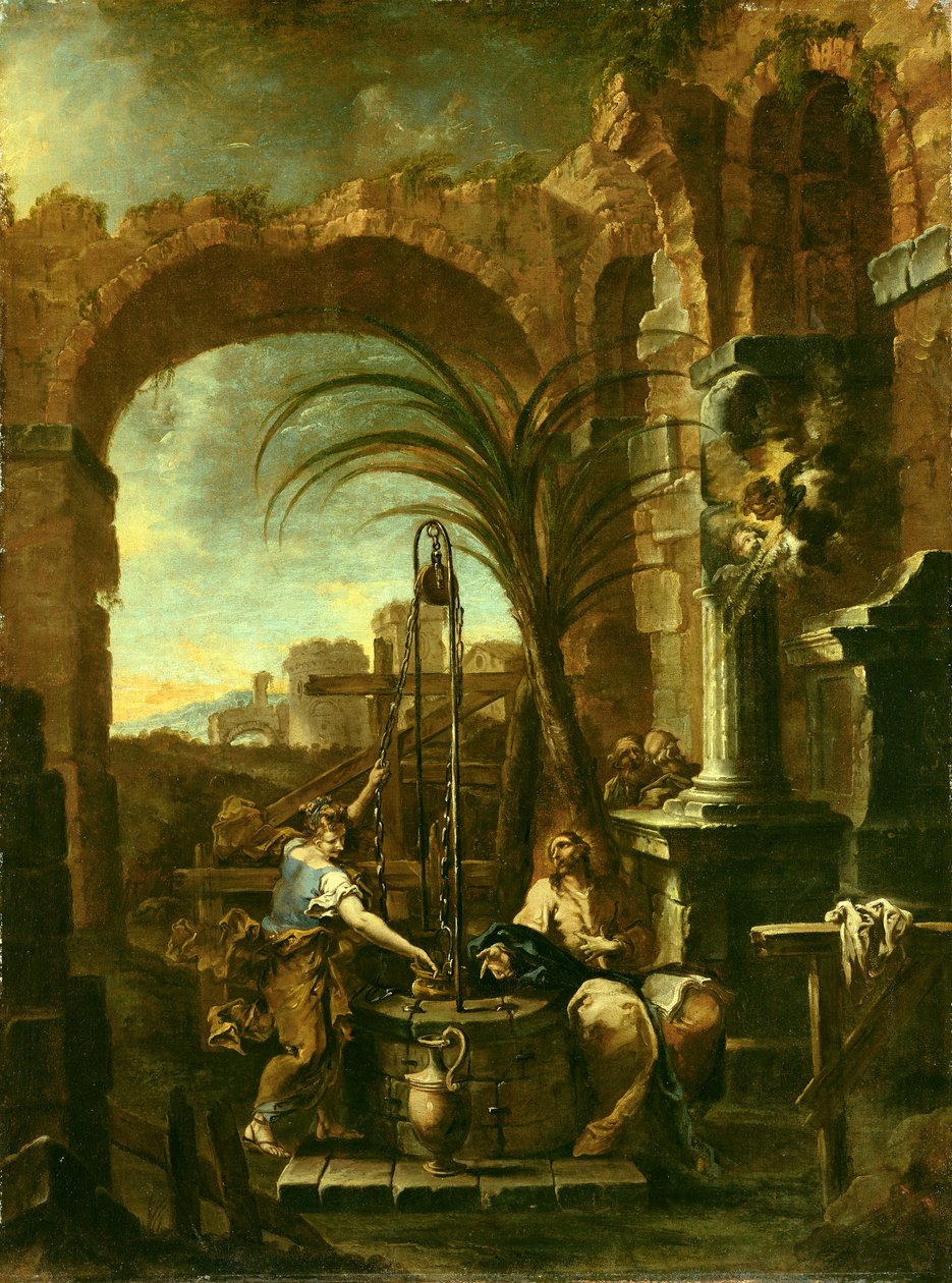 Cristo e a mulher samaritana, 1705-10 de Alessandro Magnasco