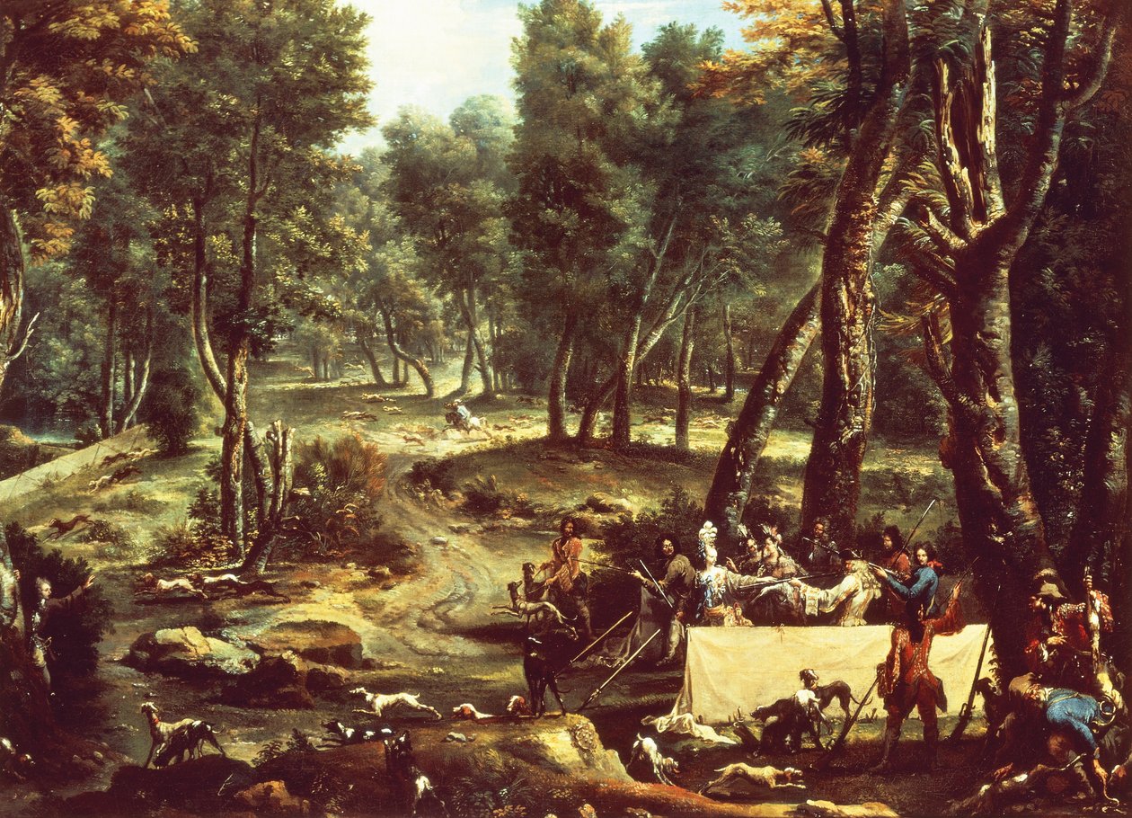 Caça (óleo sobre tela) de Alessandro Magnasco