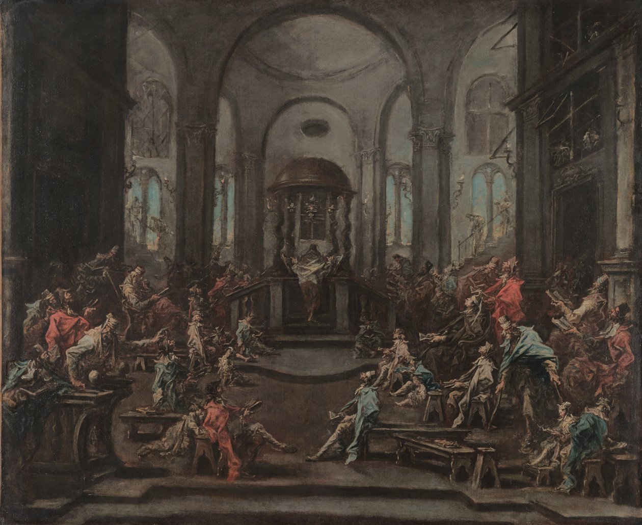 Interior de uma sinagoga de Alessandro Magnasco