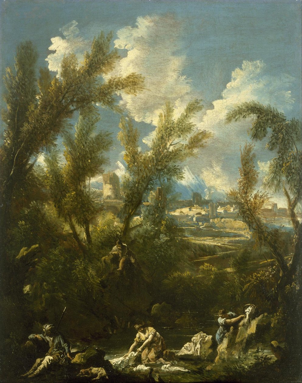 Paisagem com lavadeira de Alessandro Magnasco