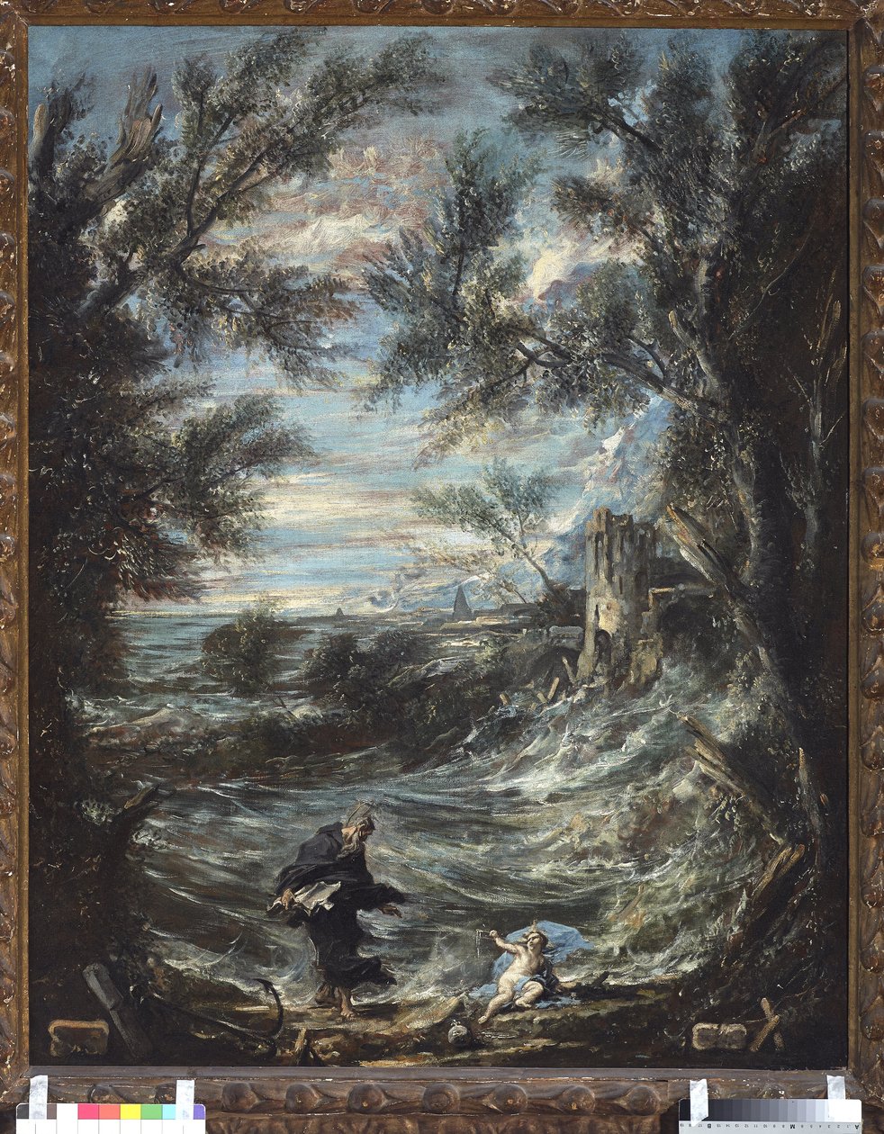 Santo Agostinho e o bebê (Santo Agostinho e o bebê). Pintura de Alessandro Magnasco conhecido como il Lissandrino (1667-1749) de Alessandro Magnasco