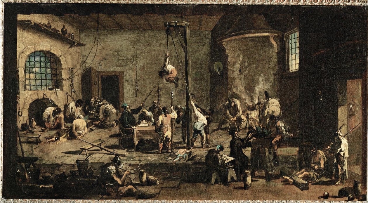Cena no tribunal ... (óleo sobre tela) de Alessandro Magnasco