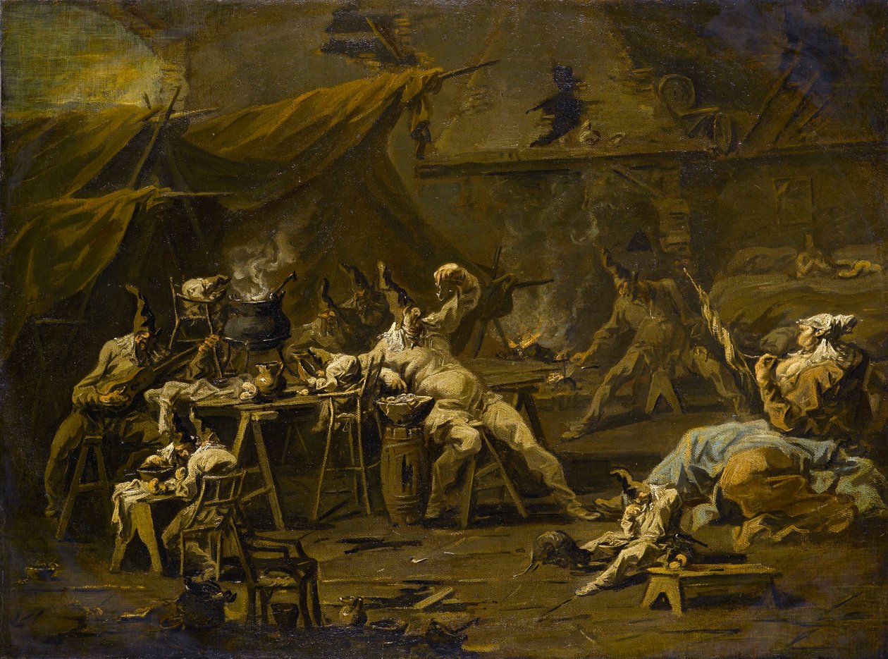 A ceia de Pulcinella e Colombina, c.1725-1730 de Alessandro Magnasco