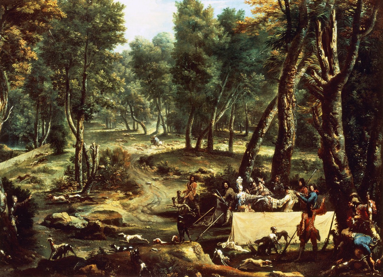 grupo de caça ao veado (óleo sobre tela) de Alessandro Magnasco