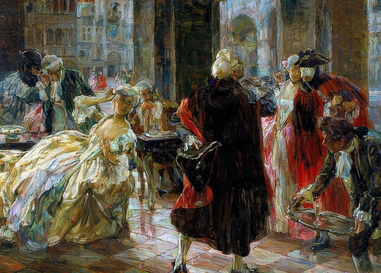 Café Florian no século XVIII de Alessandro Milesi