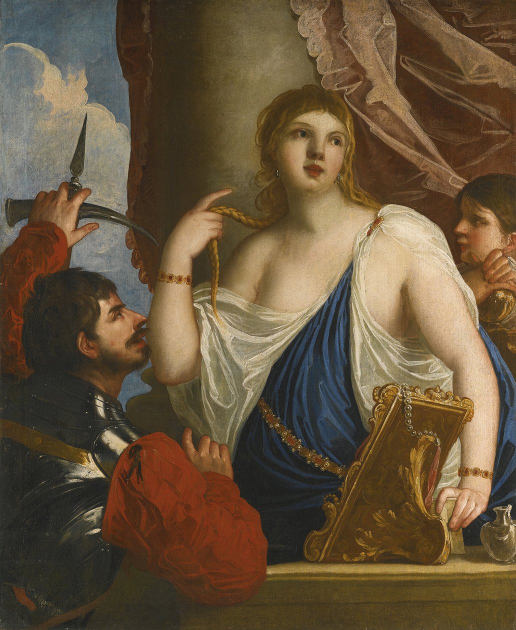 Semiramis Chamados para Armas por Padovanino (1588-1649). Óleo sobre tela, tamanho : 134x112, , Coleção privada de Alessandro Padovanino