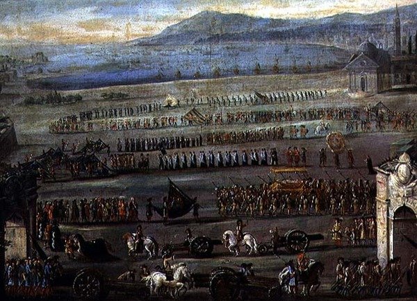 A Procissão Funerária para o Doge F. Morosini (óleo sobre tela) de Alessandro Piazza