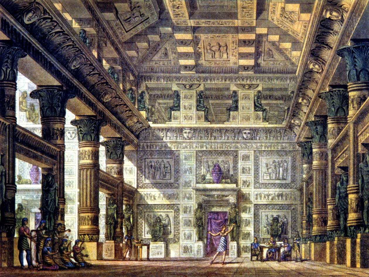 Cena de dança no Egipto antigo em Mênfis de Alessandro Sanquirico