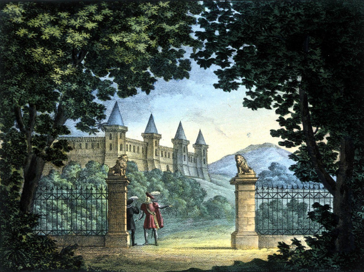 Cenografia de Sanquirico para a ópera "Anna Bolena" de Gaetano Donizetti. Teatro Carcano, Milão de Alessandro Sanquirico
