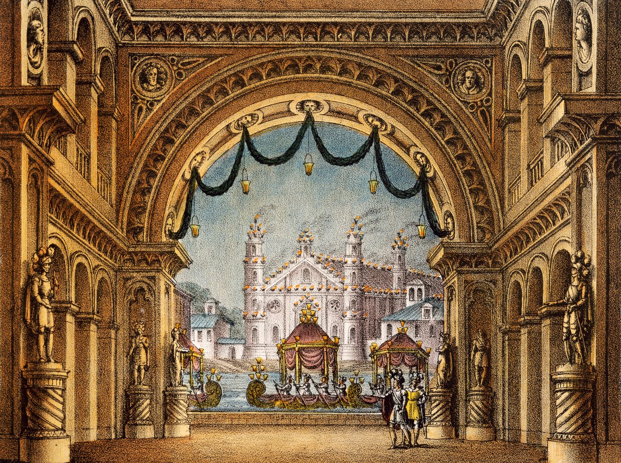 Cenografia de Alessandro Sanquirico (1777-1849) para La Straniera (A Mulher Estranha), ópera de Vincenzo Bellini (1801-1835) de Alessandro Sanquirico