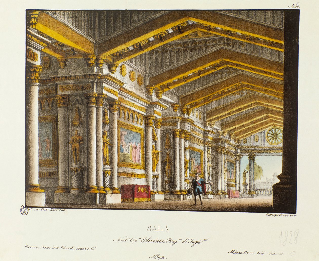 O Grande Salão do Palácio Real Cenário para a apresentação da ópera "Elisabetta, Regina d