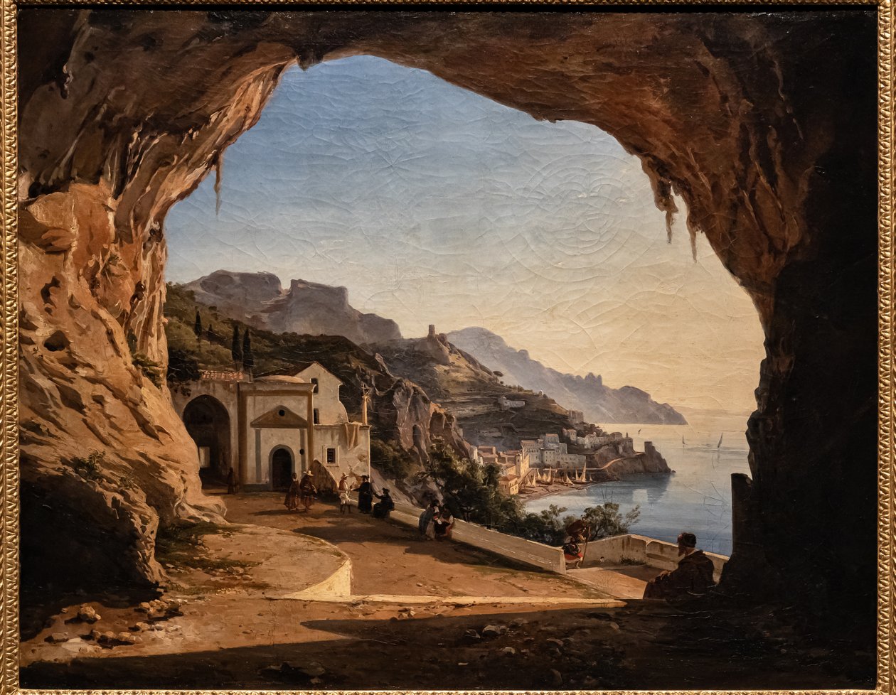 A caverna dos Capichins em Amalfi, c.1850 (óleo sobre tela) de Alessandro la Volpe