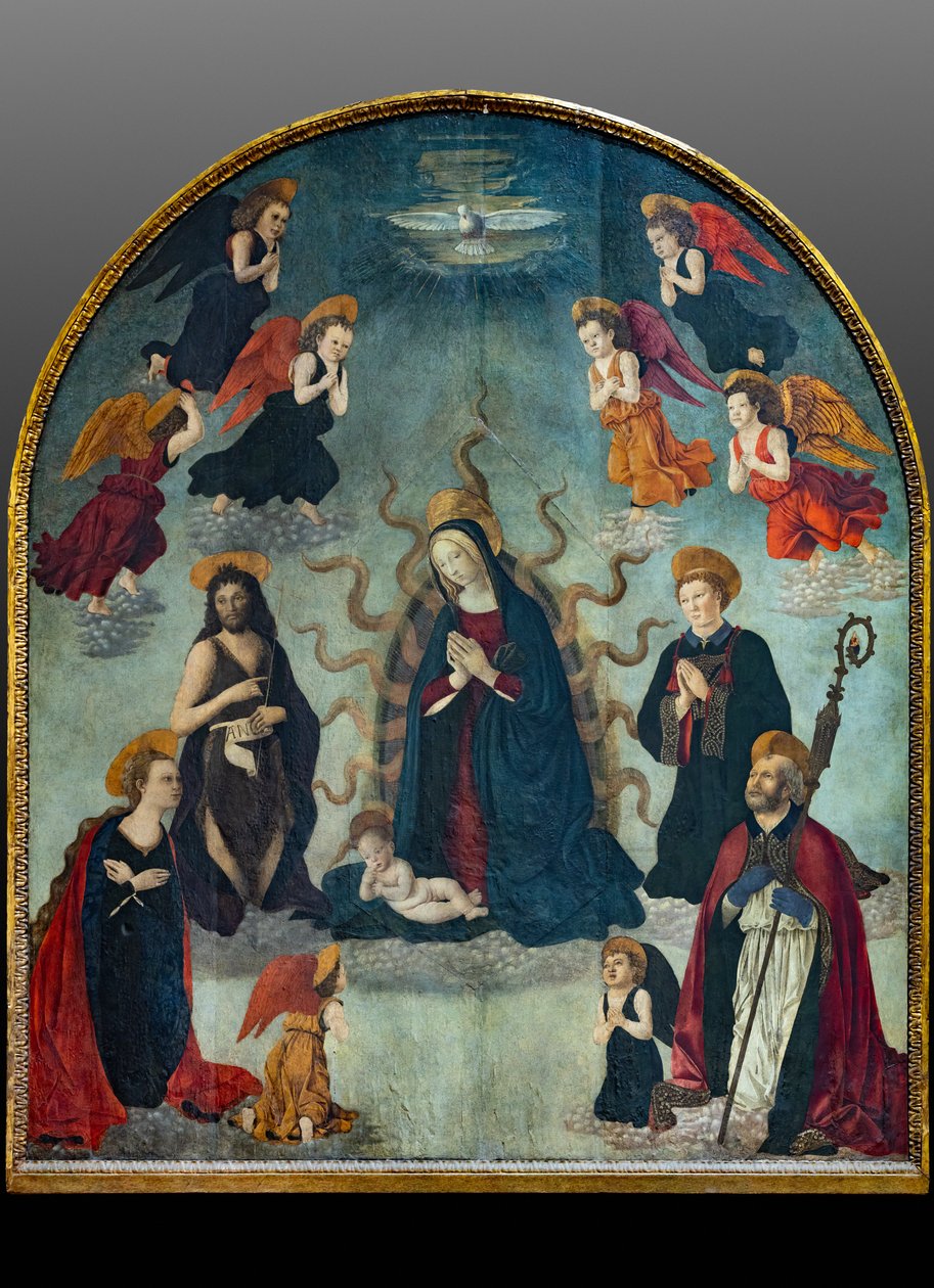 Madonna e Criança com Santos (óleo sobre painel) de Alessio & Scheggini Michele da Larciano (known as Graffione) (1470-85) Baldovinetti