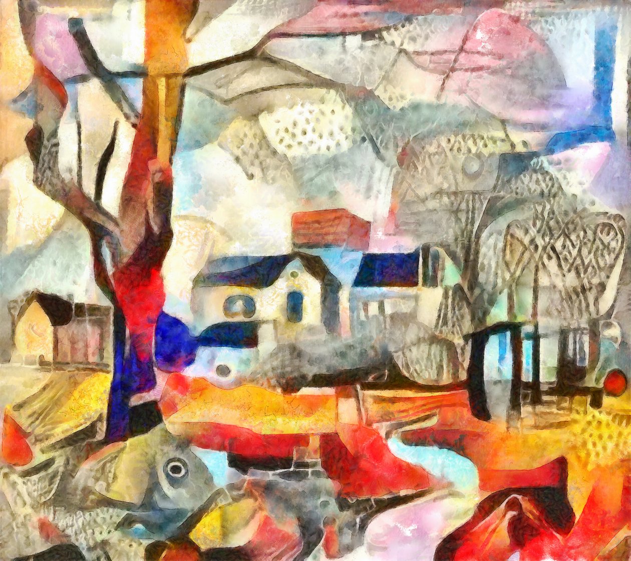 edifícios nas profundezas do parque, 2017, (mídia mista) de Alex Caminker