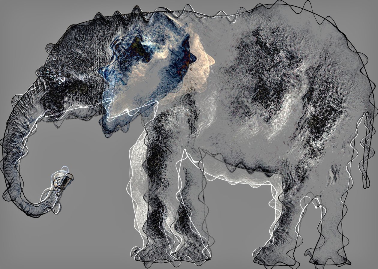 elefante, 2020, (mídia mista) de Alex Caminker