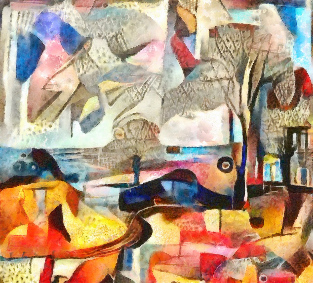 perto da baía, 2017, (mídia mista) de Alex Caminker