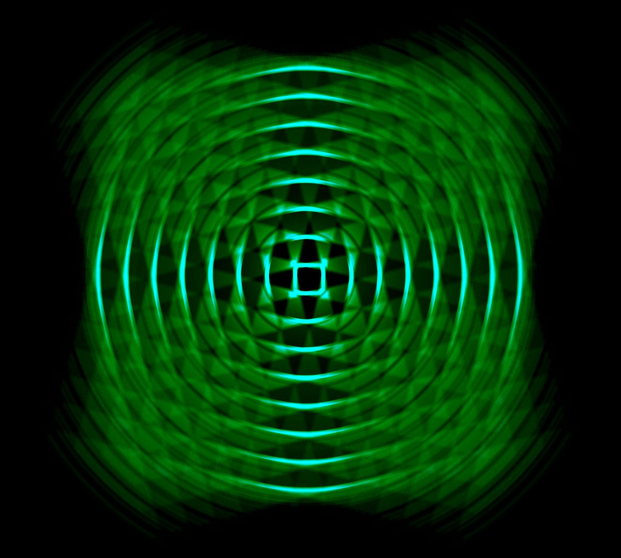 geométrico óptico em verde,2017,(meios mistos) de Alex Caminker