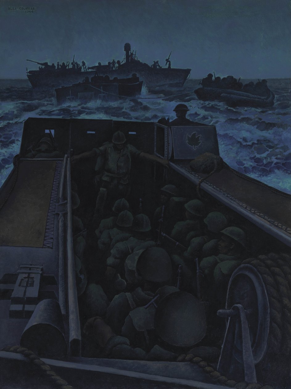 Ataque de embarcações de desembarque ao largo do sul de França de Alex Colville