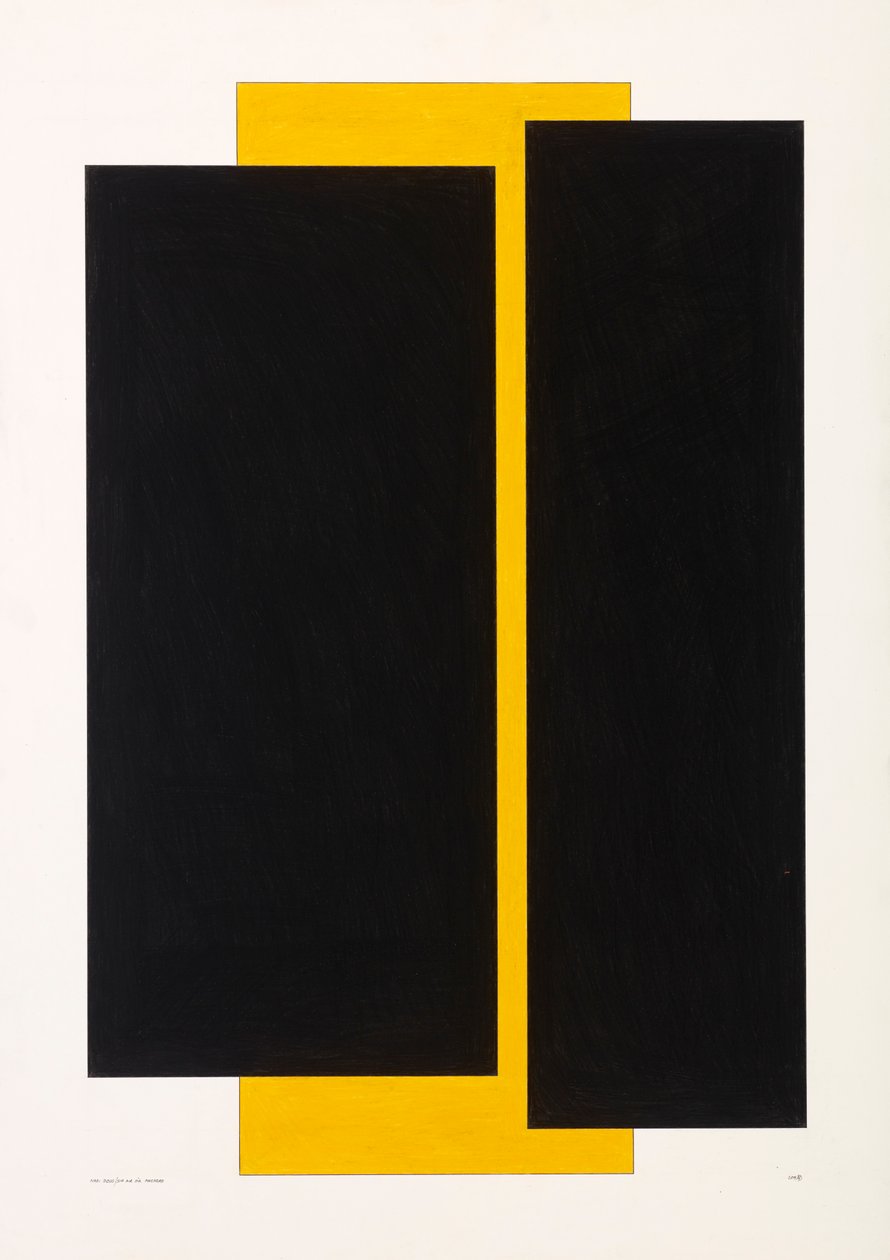 Preto sobre amarelo, 2022 (esmalte sobre cartão) de Alex Dunn