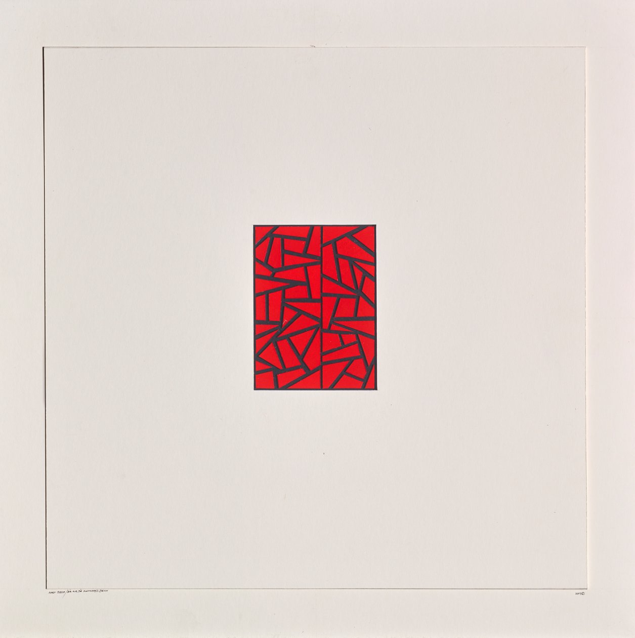 Red Bits on White, 2021 (esmalte sobre cartão) de Alex Dunn