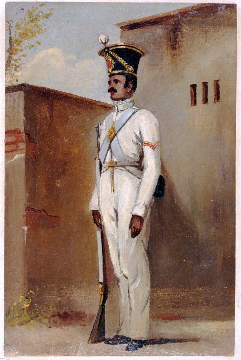 Lance Naik, 66th infantaria nativa de Bengal, 1842 (óleo no papel) de Alex Hunter
