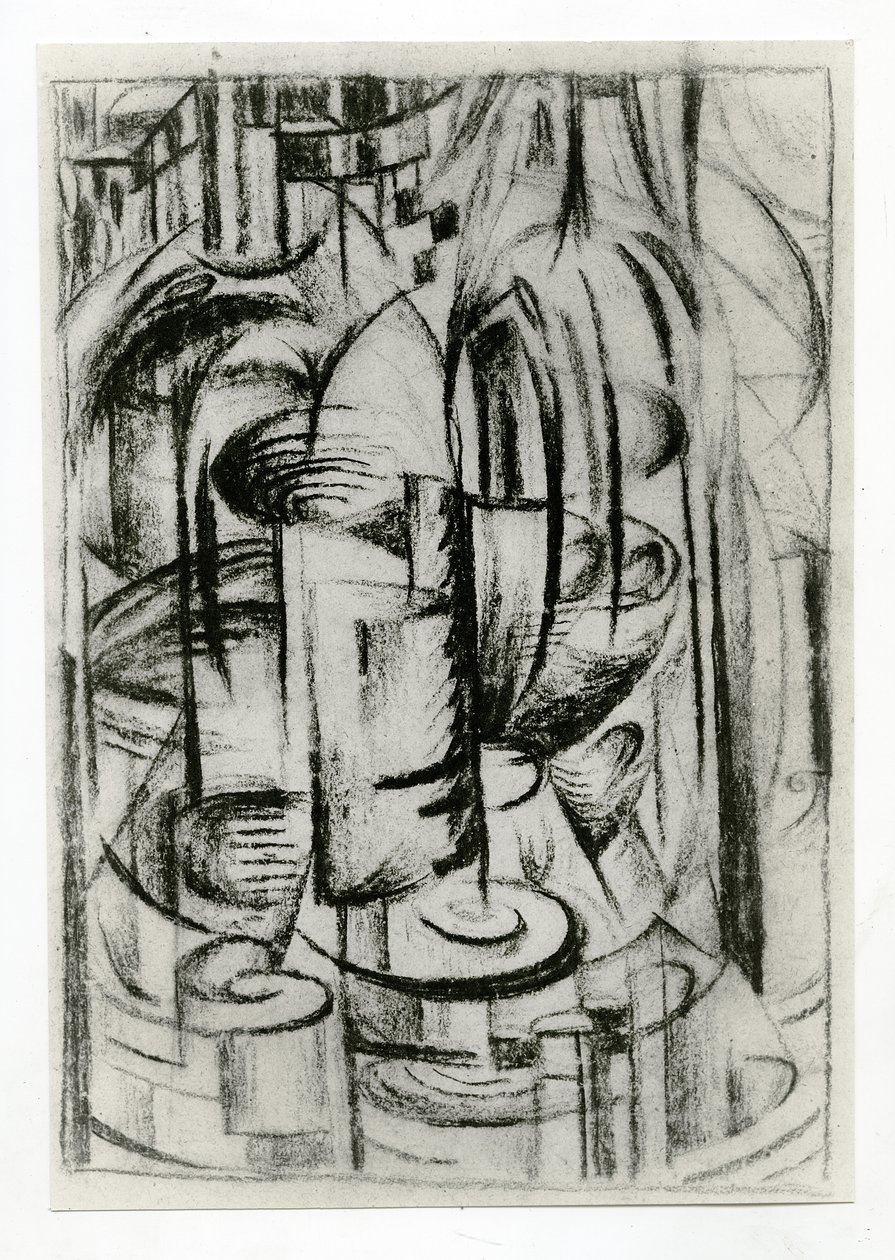 Composição Futurista, c.1914-16 (carvão sobre papel) de Alexander Bogomazov