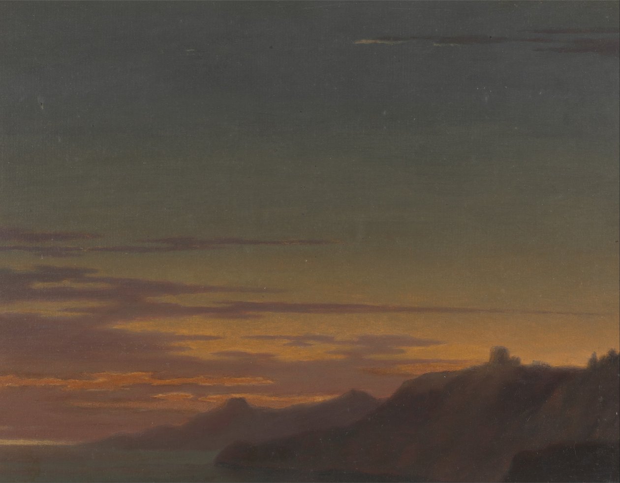 Perto do dia - pôr do sol na costa de Alexander Cozens
