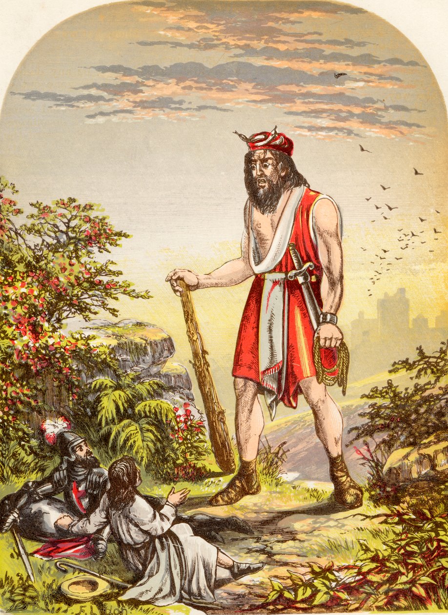 Os Peregrinos Encontrados pelo Desespero Gigante, de The Pilgrims Progress de John Bunyan, publicado em 1880 de Alexander Francis Lydon