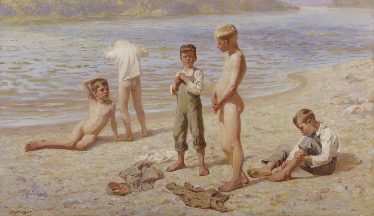 Meninos tomando banho de Alexander Grinager