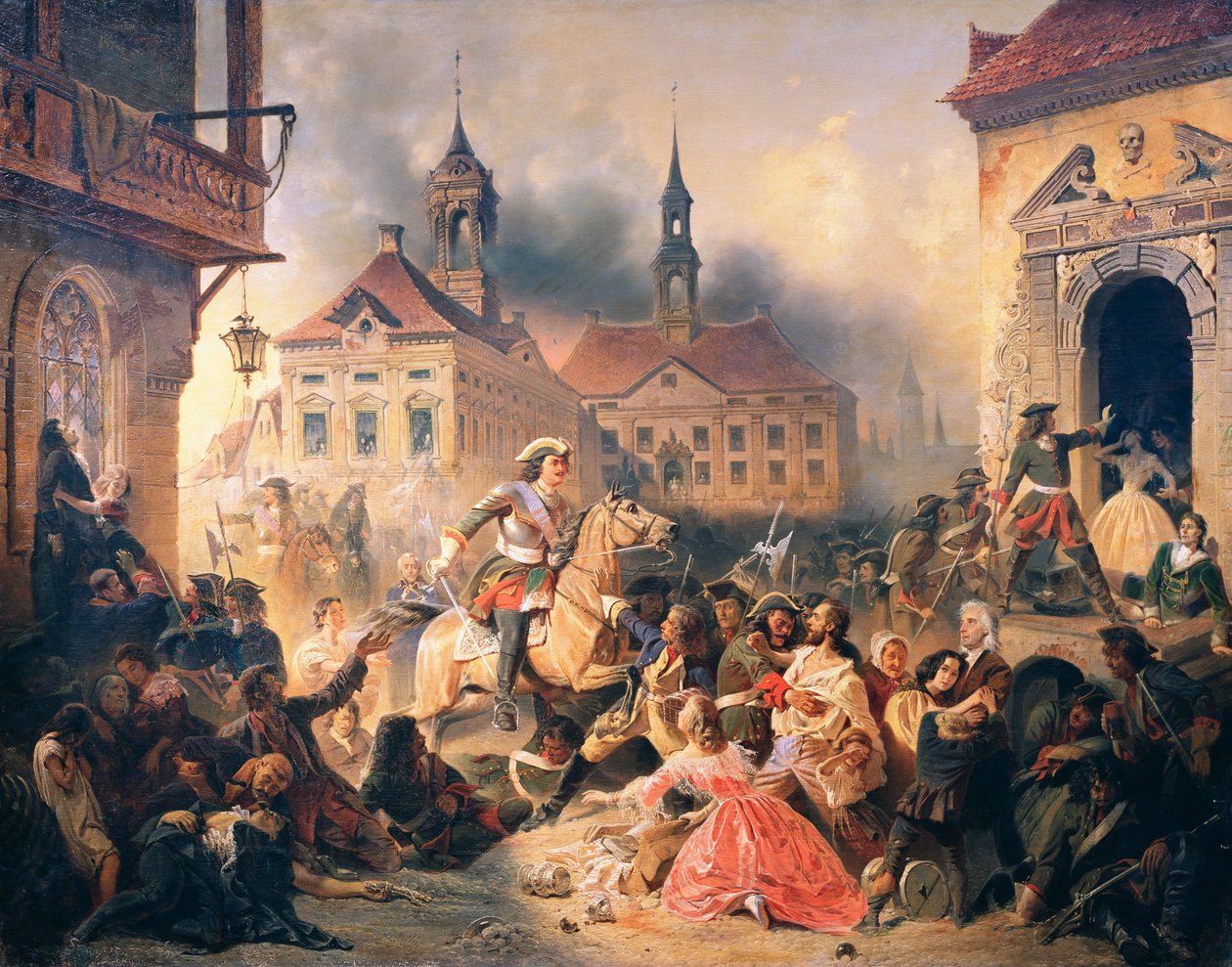 Pedro, o Grande, conquista Narva em 1704, 1859 de Alexander Ivanovich Sauerweid
