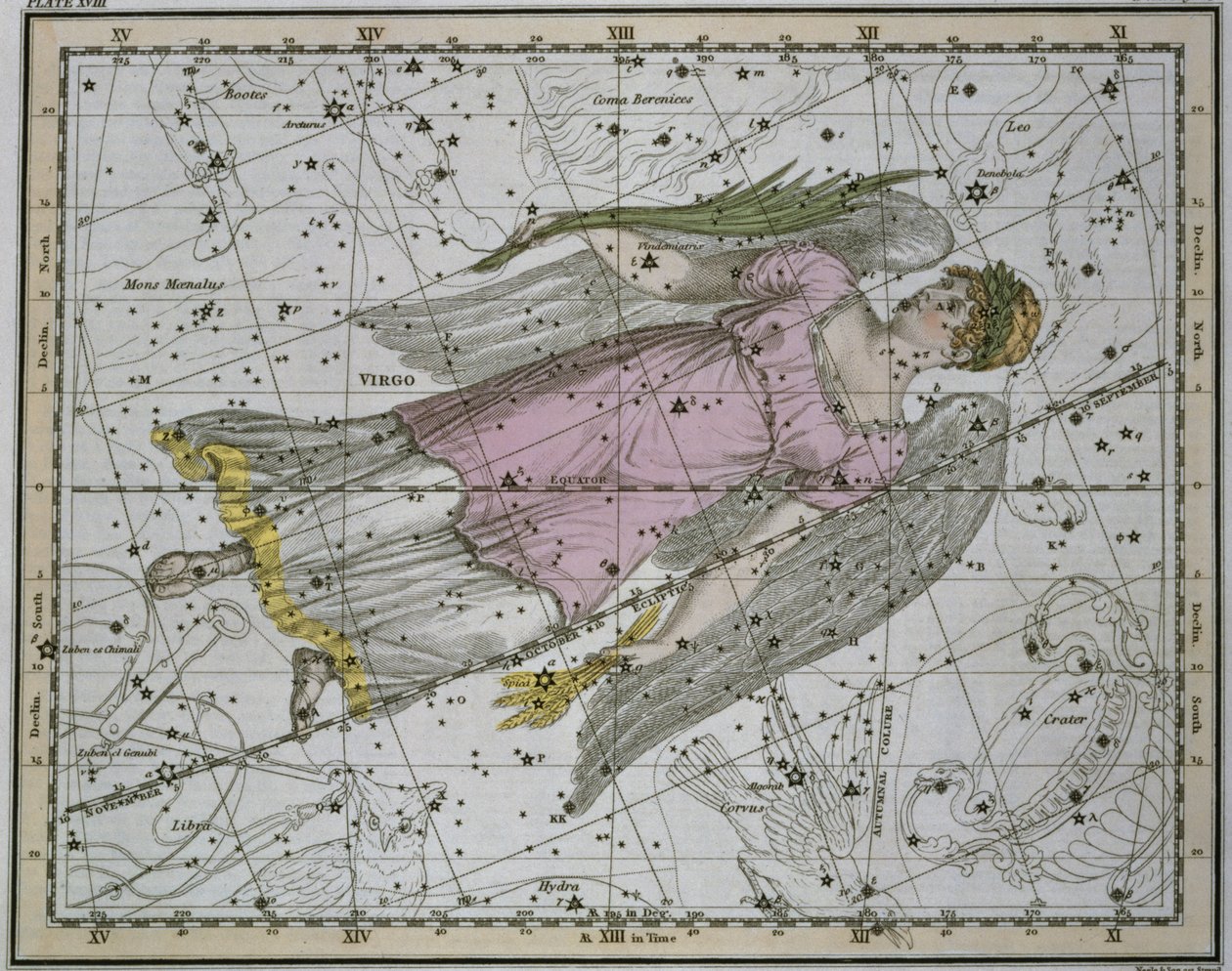Virgo, de &39;A Celestial Atlas&39;, pub. em 1822 de Alexander Jamieson