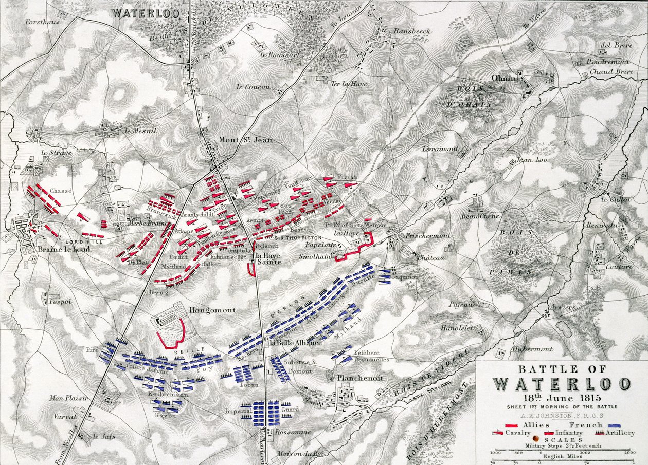Batalha de Waterloo, 18 de junho de 1815, Folha 1 (ver também 193243) de Alexander Keith Johnston