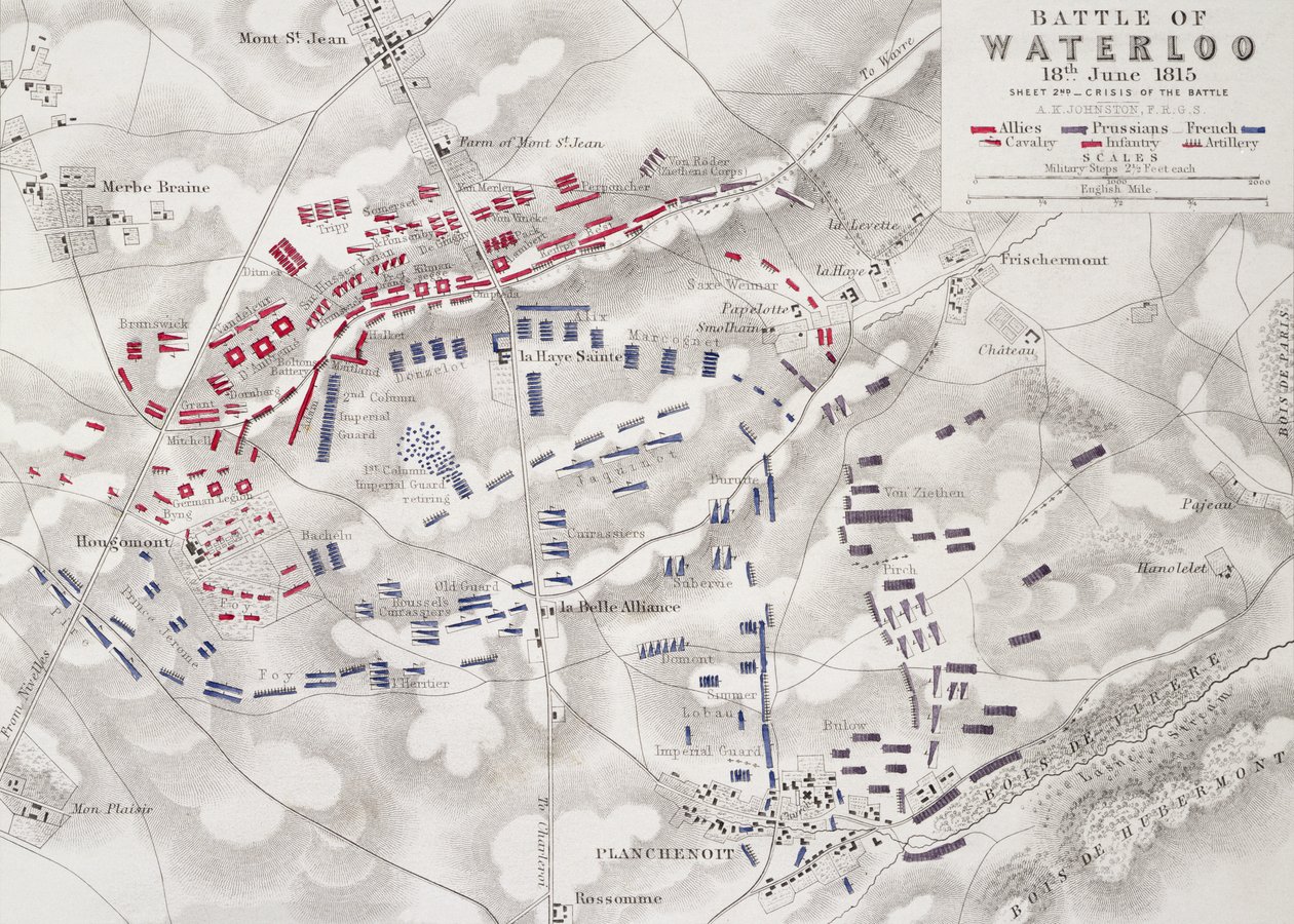 Batalha de Waterloo, 18 de junho de 1815, Folha 2, Crise da Batalha (ver também 101886) de Alexander Keith Johnston