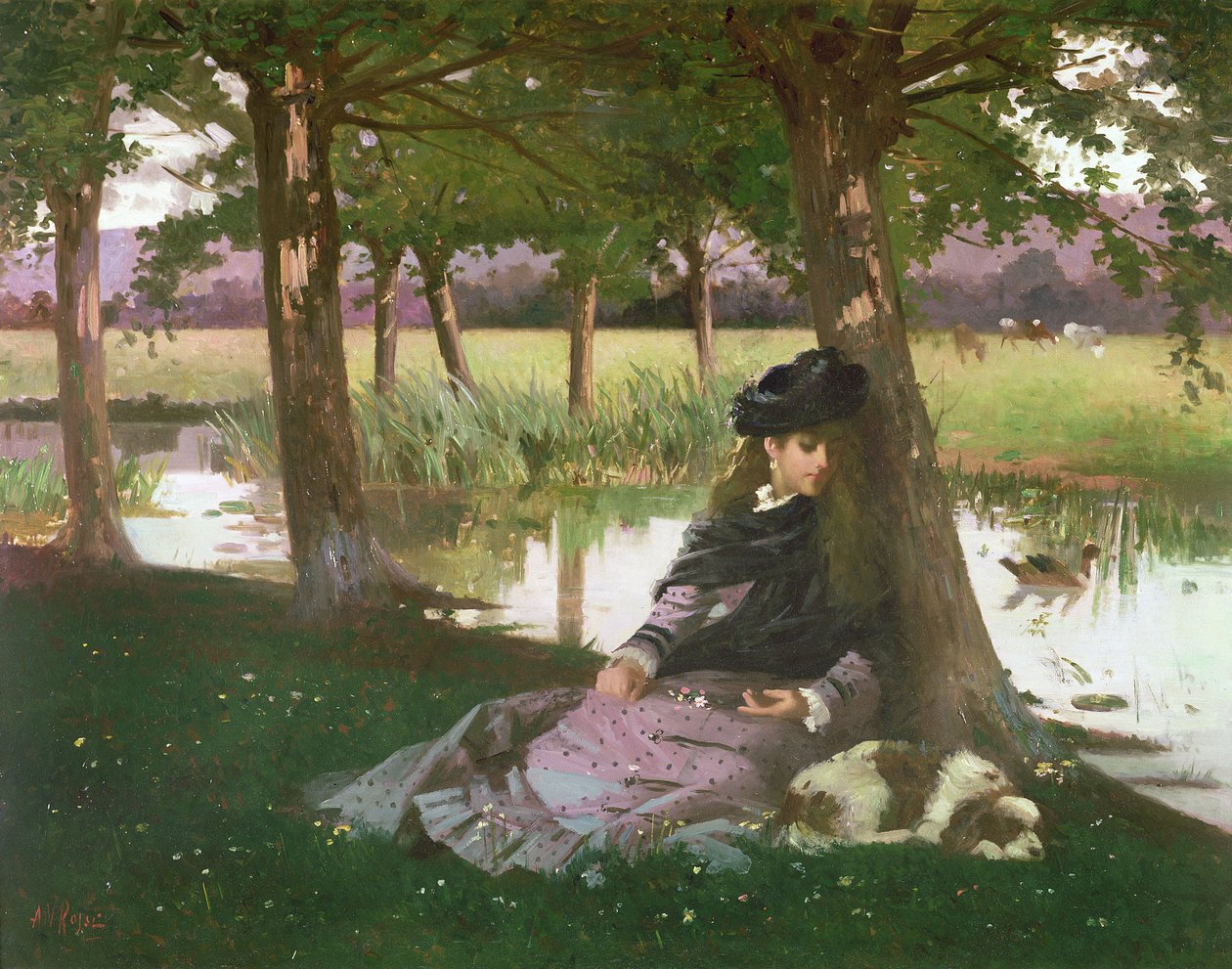 Uma tarde por um rio com um rei Charles Spaniel de Alexander M. Rossi