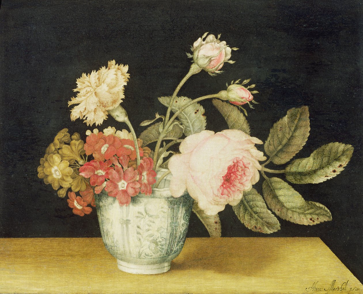 Flores em um pote de Delft de Alexander Marshal