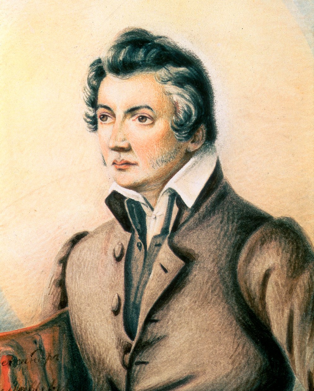Retrato de Nikita Muravyov, 1836 (wc e lápis de cor) de Alexander Mikhailovich Muravyov