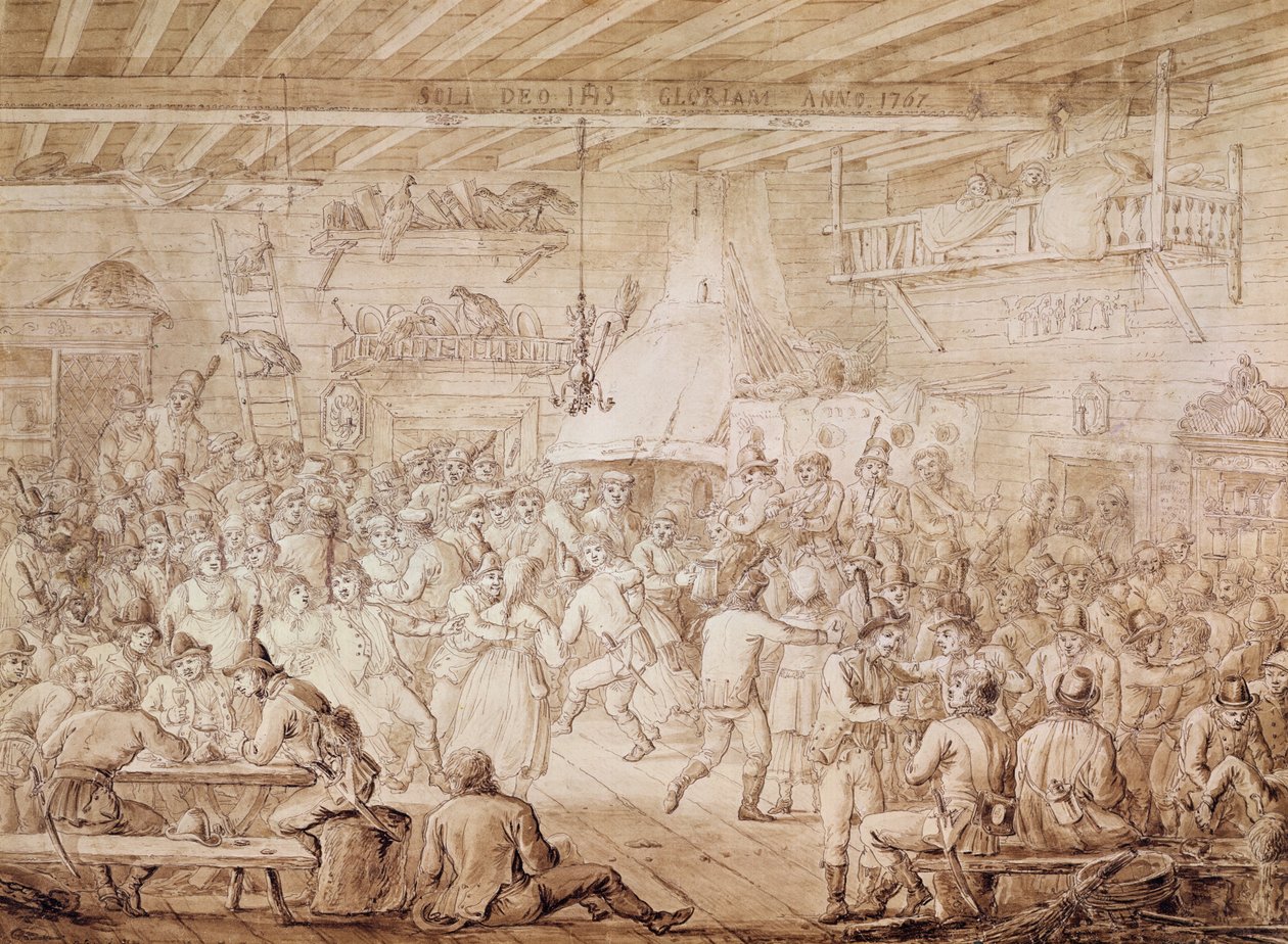 Tropas de Kosciuszko entretidas na pousada, 1797 de Alexander Osipovich Orlowski