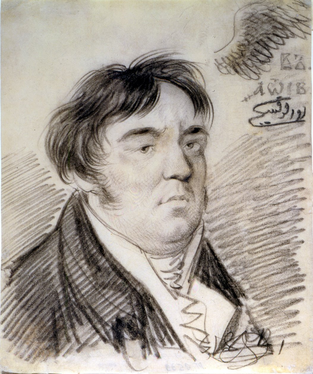 Retrato de Ivan Krylov, 1812 (lápis) de Alexander Osipovich Orlowski