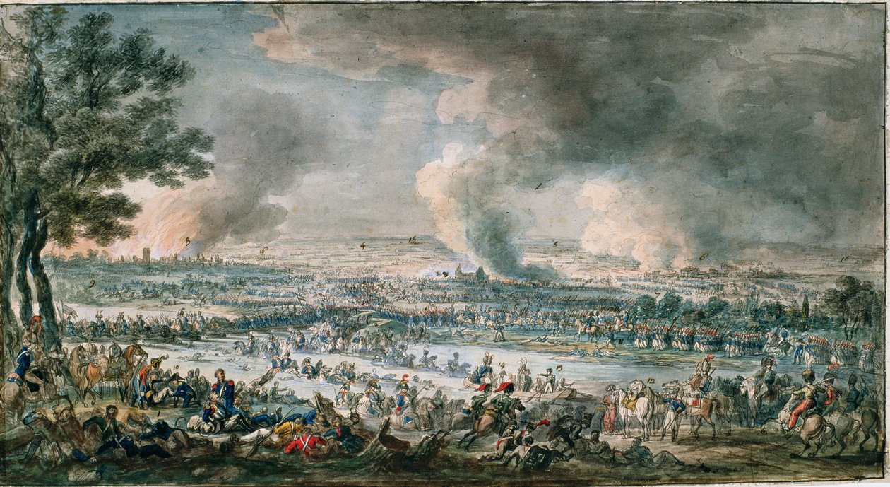 O exército francês que cruza Berezina, c.1812 (tinta, escova e wc no papel) de Alexander Osipovich Orlowski