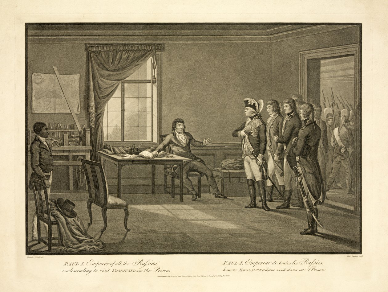 Paul I, imperador de todas as Russias, condescendente em visitar Ko Ciusko na prisão, bar. 1801 de Alexander Ortowski