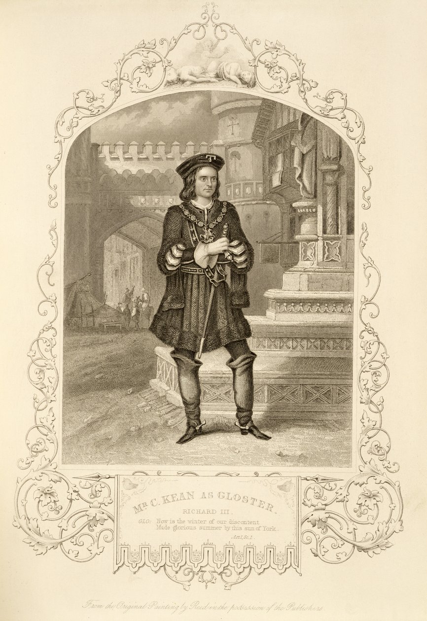 Sr. C. Kean como Gloster, Act I Scene 1, em Richard III, por William Shakespeare (1564-1616) de Alexander Reid