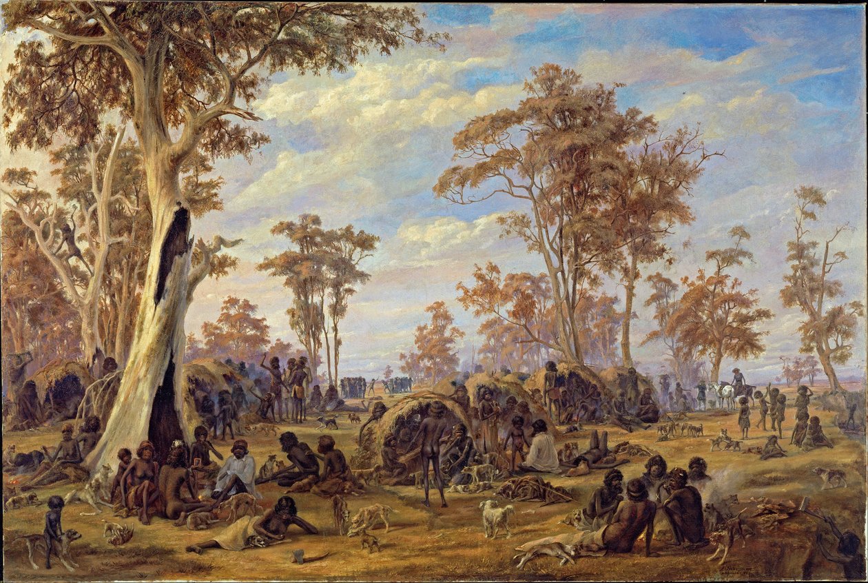 Adelaide, uma tribo de nativos nas margens do rio Torrens de Alexander Schramm