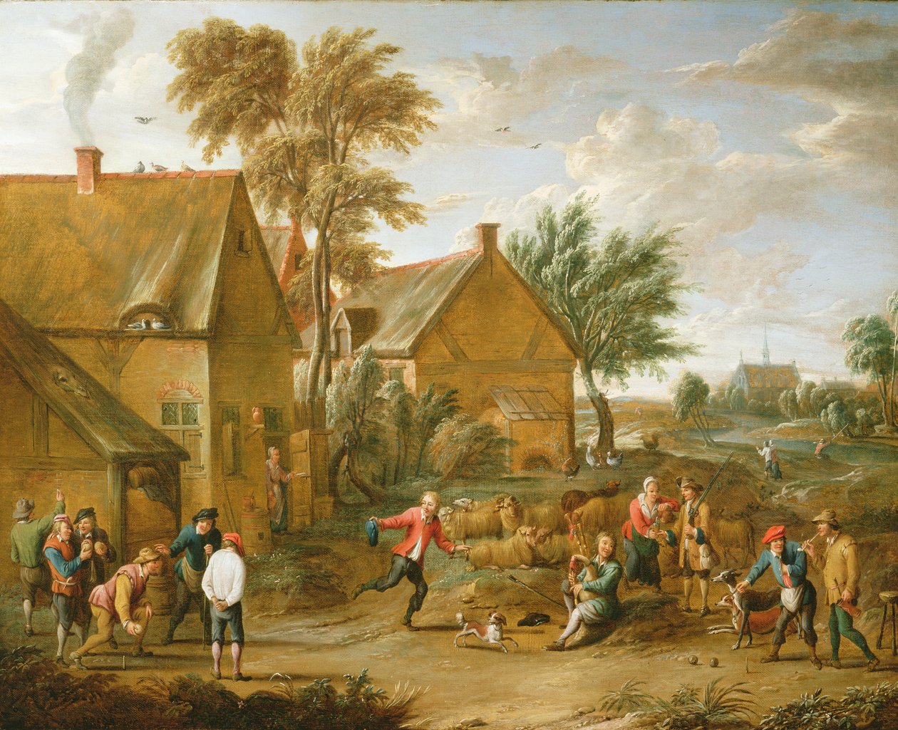 Um jogo de taças por uma taberna de Alexander van Bredael