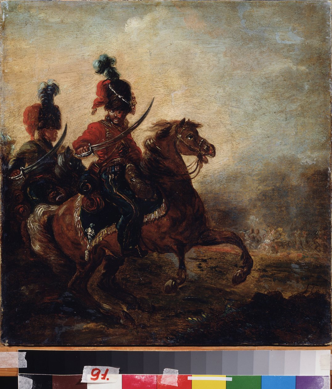 Cavaliadores. (Regimento de Hussardos). Pintura de Alexander Osipovich Orlowski (1777-1832), óleo sobre tela de Alexander Orlowski
