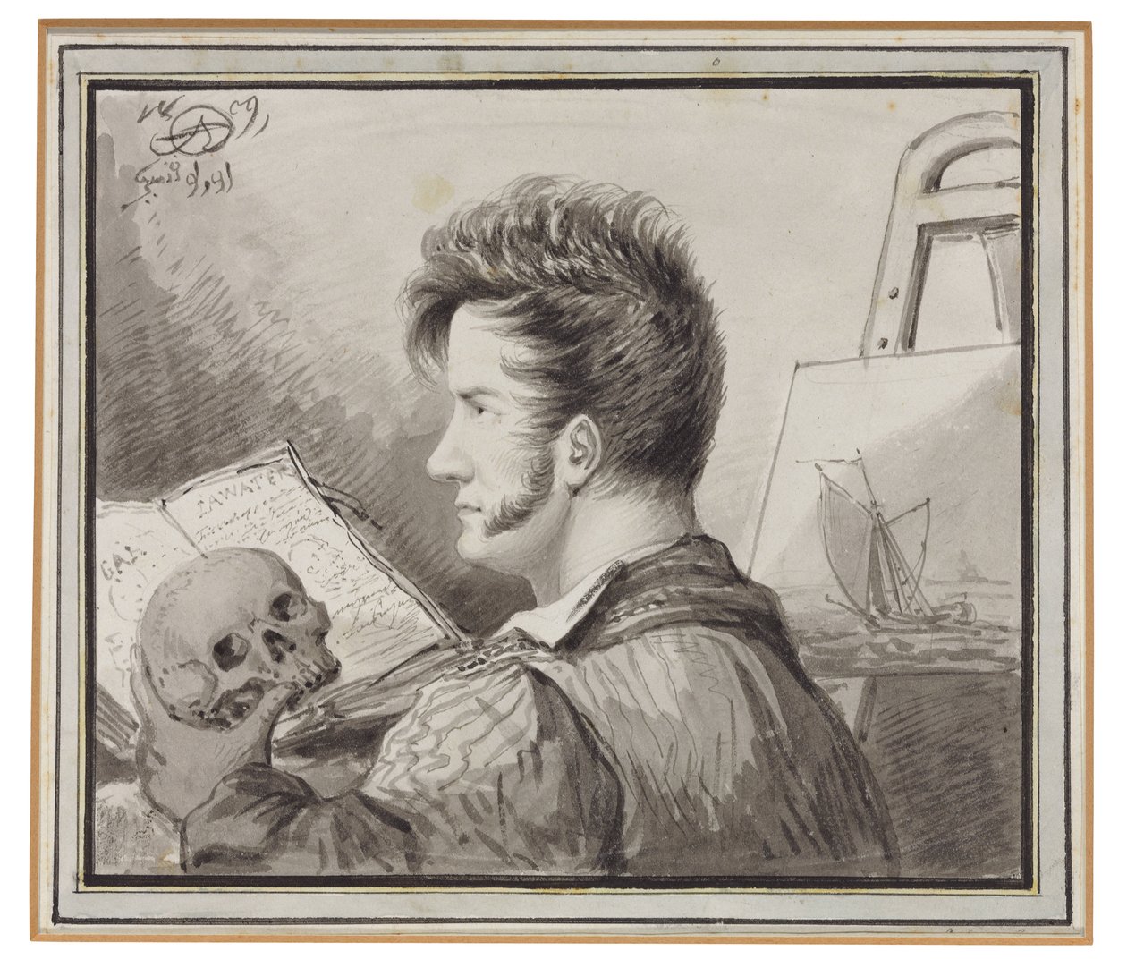 Auto-retrato de jovem com caveira de Alexander Orlowski