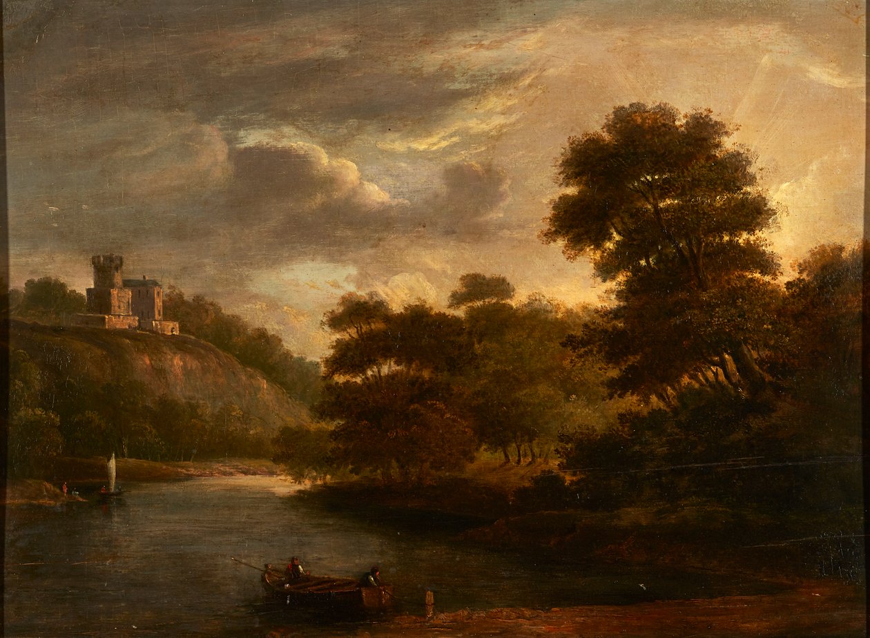 Paisagem do rio (óleo sobre painel) de Alexander (follower of) Nasmyth