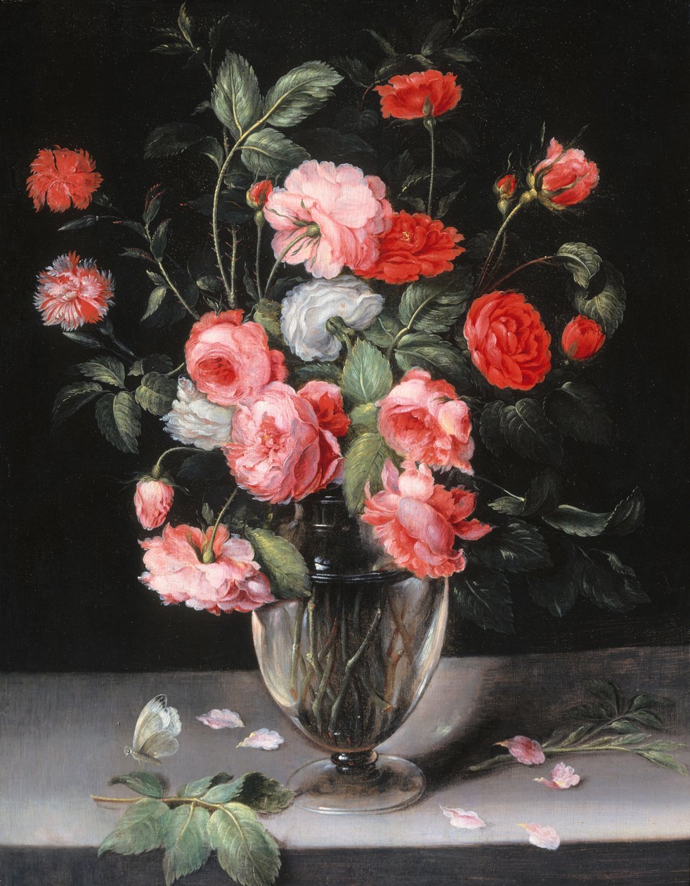 Natureza morta com flores num vaso de vidro de Alexander Adriaenssen