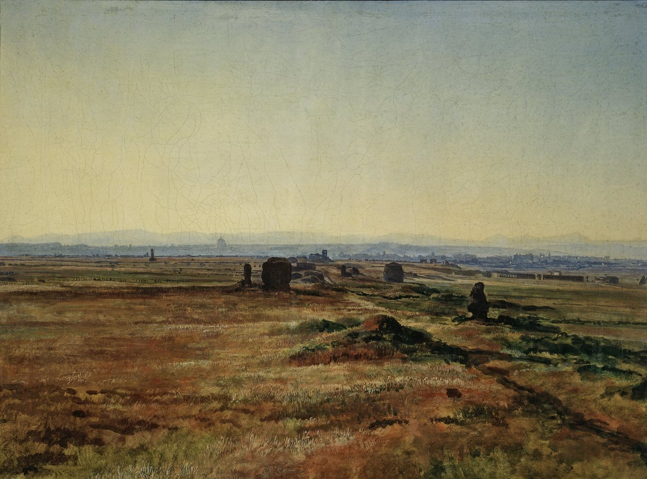 Via Appia ao pôr do sol de Alexander Andreyevich Ivanov