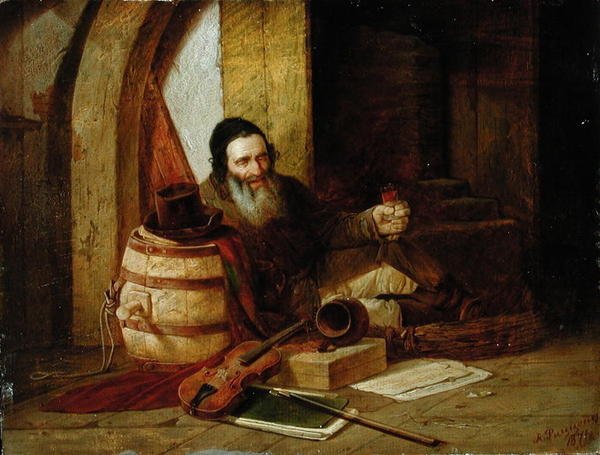 Um violinista judeu em repouso, 1871 de Alexander Antonovich Rizzoni