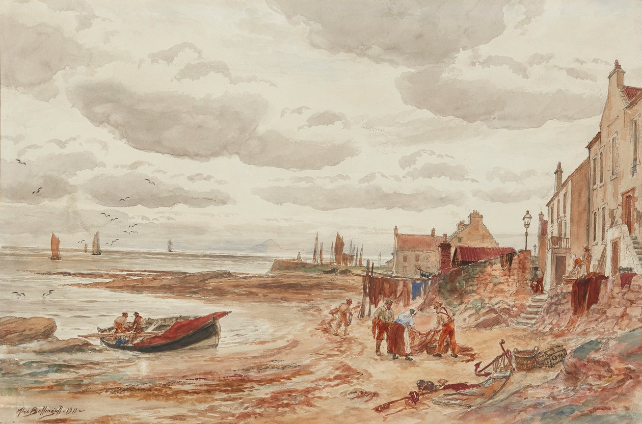 Tarde, Buckhaven (lápis e aquarela) de Alexander Ballingall